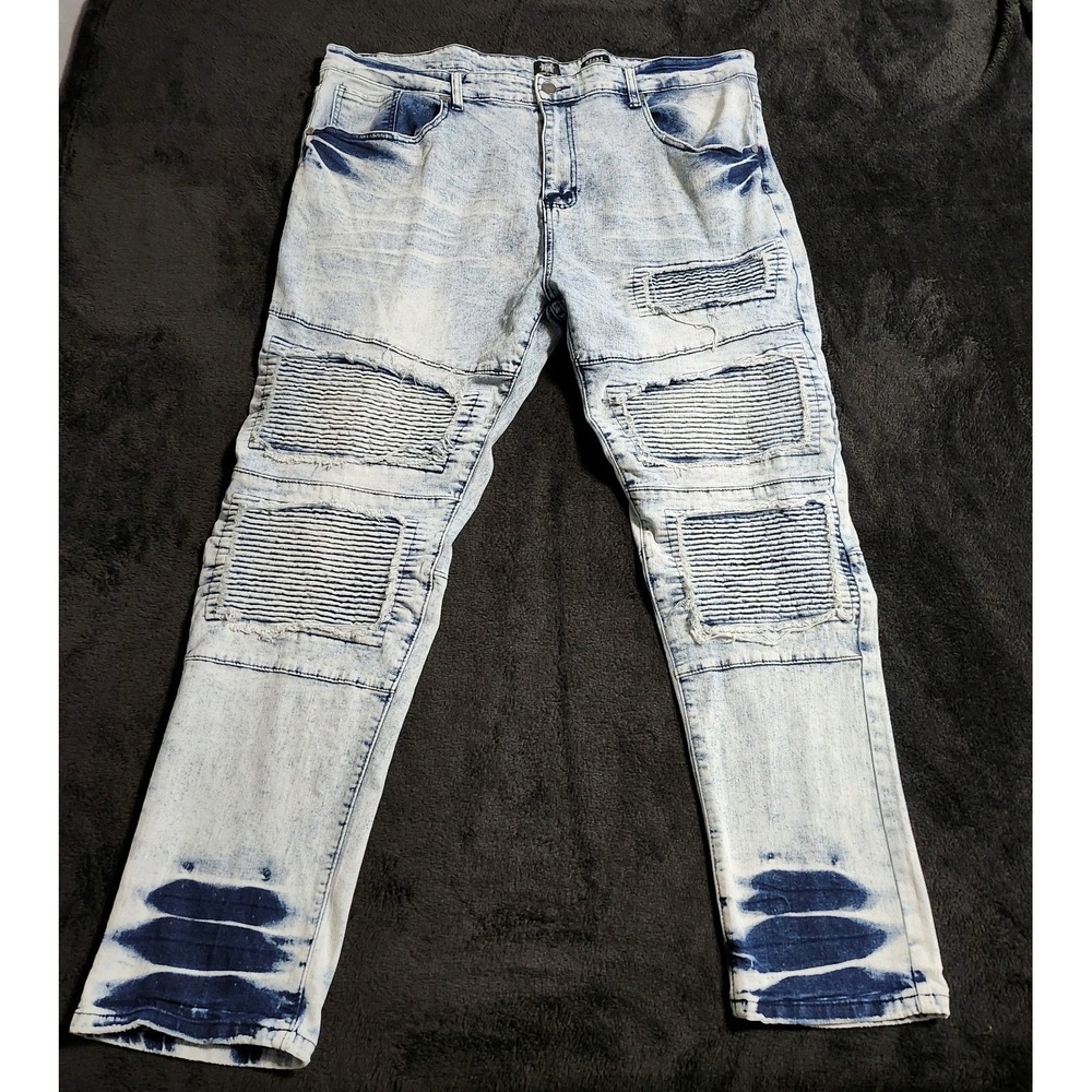 Bleecker & Mercer Mens Jeans Size 42x32 Slim Acid Wash Denim Distressed